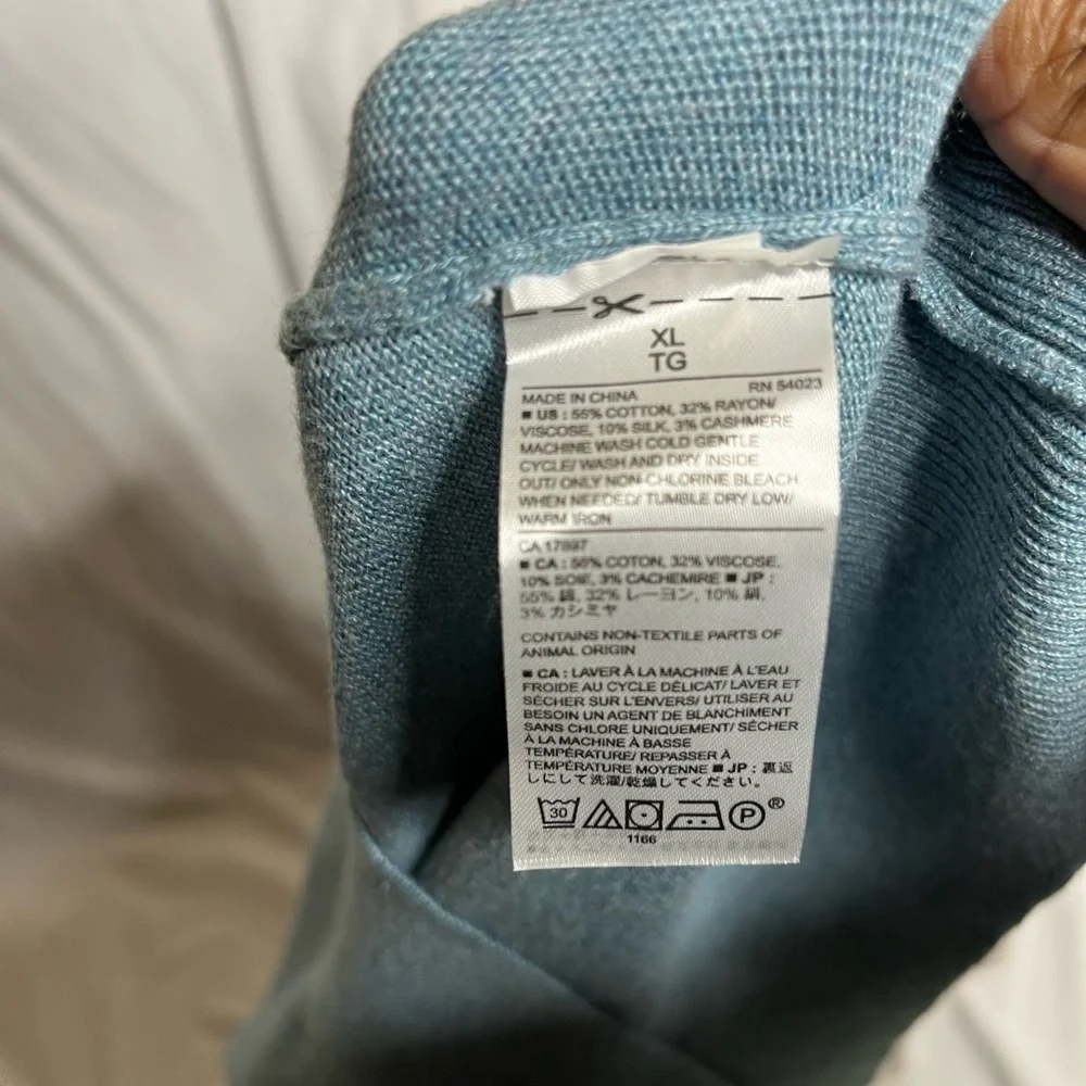 Banana Republic Premium Luxe Yarn V-Neck Sweater Men's XLarge Blue Cotton Blend